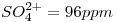 <tex>SO_{4}^{2+}=96ppm</tex>