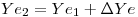 <tex>Ye_2=Ye_1+\Delta Ye</tex>