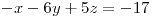 <tex>-x-6y+5z=-17</tex>