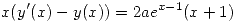 <tex> x(y^\prime(x) - y(x)) = 2ae^{x - 1}(x + 1) </tex>