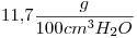 <tex>11.7 \frac{g}{100 cm^3 H_2O}</tex>