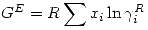 <tex>G^E=R\sum x_i\ln{\gamma_i^R}</tex>