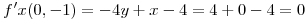<tex>f'x(0,-1)=-4y+x-4=4+0-4=0</tex>