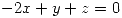 <tex>-2x + y + z = 0</tex>