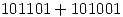 <tex>101101+101001</tex>