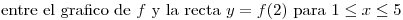 <tex>\mbox{entre el grafico de }f\mbox{ y la recta } y=f(2) \mbox{ para } 1\leq x\leq 5</tex>