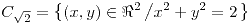 <tex>C_{\sqrt{2}}=\left\{ \left(x,y\right)\in\Re^{2}\left/x^{2}+y^{2}=2\right.\right\} </tex>