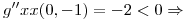 <tex>g''xx(0,-1)=-2<0\Rightarrow</tex>