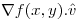 <tex>\nabla f(x,y).\hat{v}</tex>