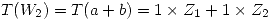 <tex>T(W_2) = T(a + b) = 1\times Z_1 + 1\times Z_2 </tex>
