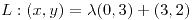 <tex>L: (x,y)=\lambda(0,3)+(3,2)</tex> <tex>L: (x,y)=\lambda(0,3)+(3,2)</tex>