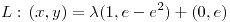<tex>L:\, (x,y)=\lambda(1,e-e^2)+(0,e) </tex>