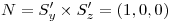 <tex> N = S'_y \times S'_z = (1,0,0) </tex>