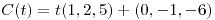 <tex>C(t)=t(1,2,5)+(0,-1,-6)</tex>
