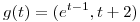 <tex>g(t)=(e^{t-1},t+2)</tex>