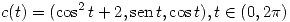 <tex> c(t) = (\cos^2 t +2, \sen t , \cos t), t \in (0, 2\pi)</tex>