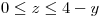 <tex> 0 \leq z \leq 4 - y </tex>