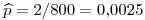 <tex>\widehat{p}=2/800=0.0025</tex>
