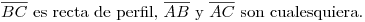 <tex>\overline{BC} \mbox{ es recta de perfil, } \overline{AB} \mbox{ y } \overline{AC} \mbox{ son cualesquiera}.</tex>