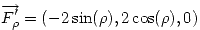 <tex>\overrightarrow{F'_\rho} = (-2\sin(\rho),2\cos(\rho),0)</tex>