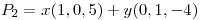 <tex>P_2=x(1,0,5)+y(0,1,-4)</tex>