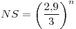 <tex>NS=\left(\frac{2.9}{3}\right)^{n}</tex>