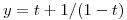<tex>y=t+1/(1-t)</tex>