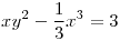 <tex>xy^2-\frac{1}{3}x^3=3</tex> <tex>xy^2-\frac{1}{3}x^3=3</tex>