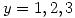 <tex>y = 1 , 2 , 3 </tex>