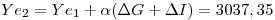 <tex>Ye_2=Ye_1+\alpha (\Delta G + \Delta I)=3037,35</tex>