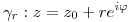 <tex>\gamma_r : z = z_0+re^{i\varphi}</tex>