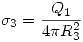 <tex> \sigma_3=\frac{Q_1}{4\pi R_3^2} </tex>