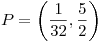 <tex>P=\left( \frac{1}{32}, \frac{5}{2} \right) </tex>