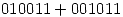 <tex>010011+001011</tex>