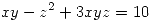<tex>xy-z^2+3xyz=10</tex>