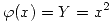 <tex>\varphi (x) = Y = x^2</tex>