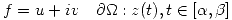 <tex> f=u+iv \quad \partial\Omega : z(t), t\in [ \alpha,\beta ] </tex>