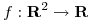 <tex>f : \mathbf{R}^2 \rightarrow \mathbf{R} </tex>