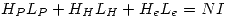 <tex>H_PL_P+H_HL_H+H_eL_e = NI</tex>