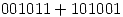 <tex>001011+101001</tex>