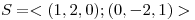 <tex>S=<(1,2,0);(0,-2,1)></tex>