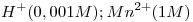 <tex>H^{+}(0,001M); Mn^{2+}(1M) </tex>