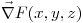 <tex>\vec{\nabla}F(x,y,z)</tex> <tex>\vec{\nabla}F(x,y,z)</tex>
