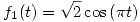 <tex>f_{1}(t) = \sqrt{2} \cos \left( \pi t \right)</tex>