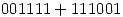 <tex>001111+111001</tex>