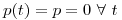 <tex>p(t)=p=0 \ \forall \ t</tex>