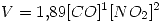 <tex>V=1.89[CO]^1[NO_2]^2</tex>