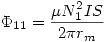 <tex>\Phi_{11}=\frac{\mu N_1^2 IS}{2\pi r_m}</tex>