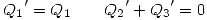 <tex> {Q_1}'=Q_1 \quad \quad {Q_2}'+{Q_3}'=0 </tex>