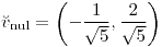 <tex>\breve{v}_{\text{nul}}=\left(-\frac{1}{\sqrt{5}},\frac{2}{\sqrt{5}}\right)</tex>